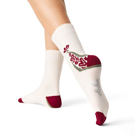 Chaussettes en laine Merino avec le motif du folklore rouge