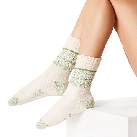 Chaussettes en laine Merino dentelle vert