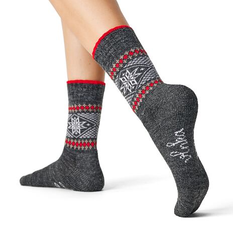 Merino Wool Socks Snowflake Dark Grey