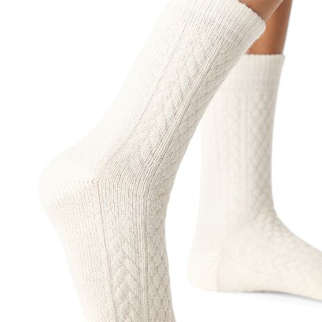 Chaussettes traditionnelles en mouton Merino blanc