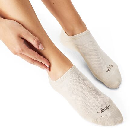 2 paires de chaussettes basses en coton, beige