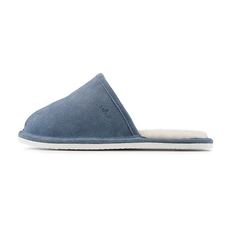 Chaussons en cuir avec laine de mouton pour homme Tom, bleu