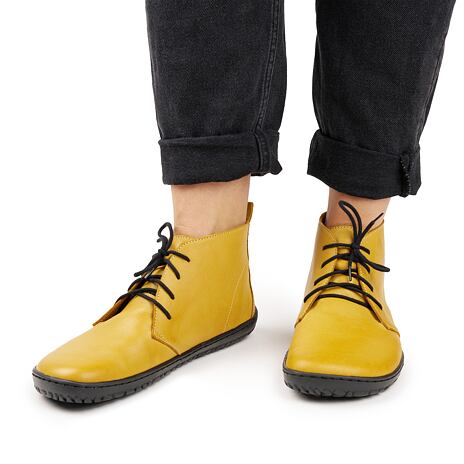 Women's Barefoot Leather Shoes Otilie Yellow-Black