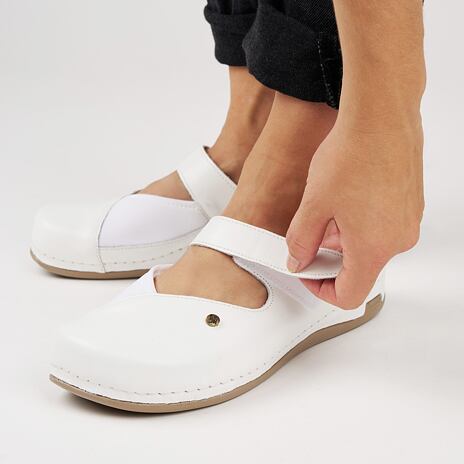 Damen Leder Flip-Flops für Hallux Leontýna weiß