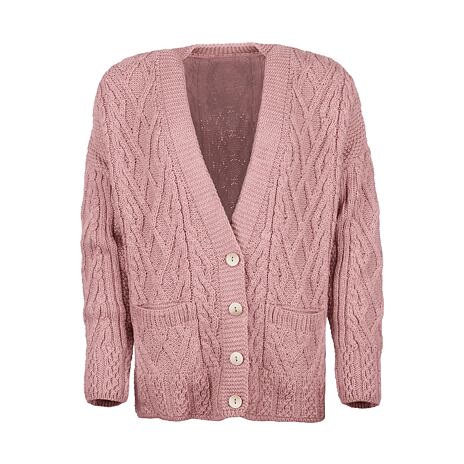 Damen Cardigan aus Wolle mit Knöpfen Supersoft Merino rosa