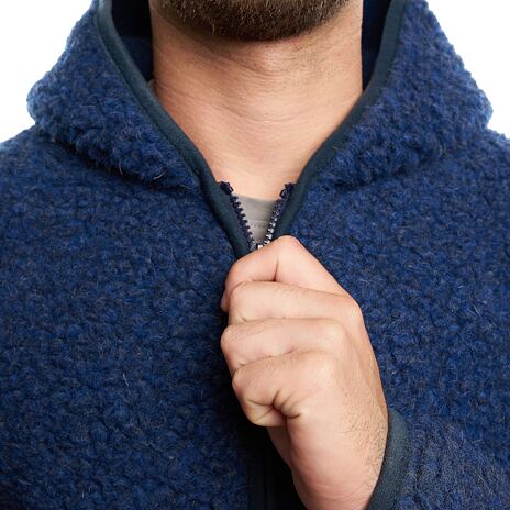 Wool Hooded Jacket Navy