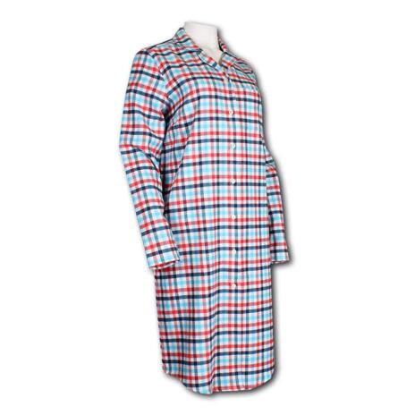 Women's Checkered Flannel Nightgown Blue-Red