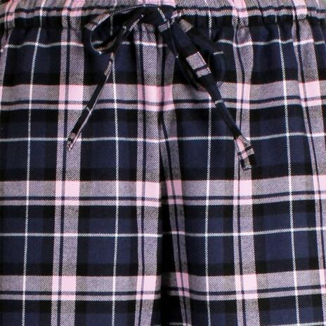 Damenhose aus Flanell kariert lila rosa