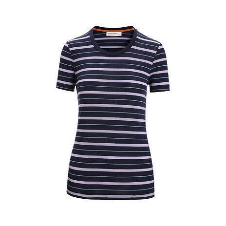Dámské tričko Merino Blend Wave SS Tee Stripe Icebreaker Midnight Navy