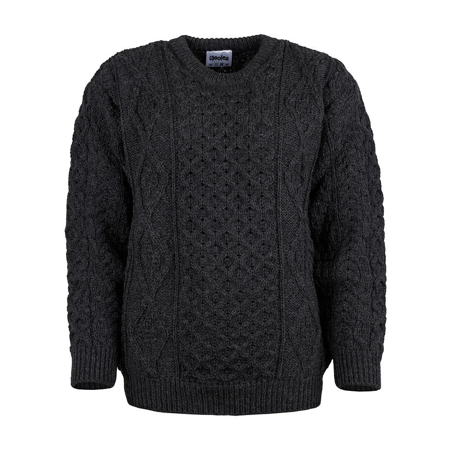 Dámský vlněný svetr s kulatým výstřihem tmavě šedá