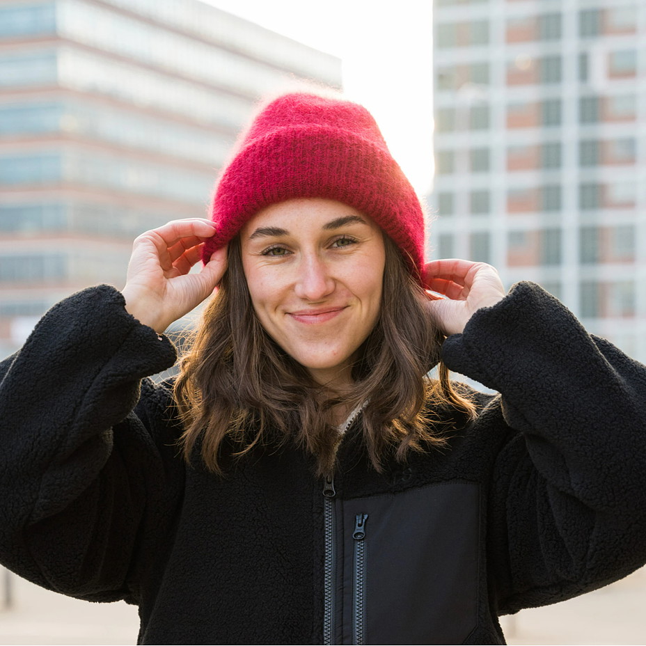 Mohérová čepice Woolee Capsule červená