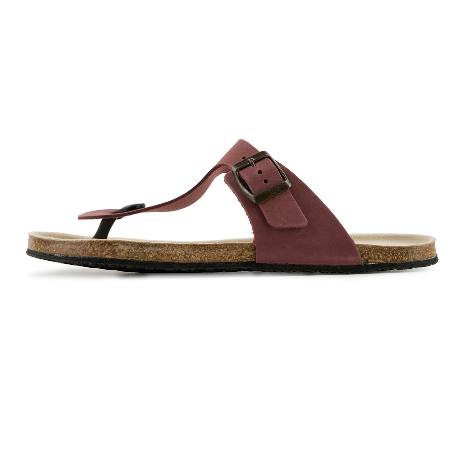 Dámské kožené barefoot žabky 
vínová