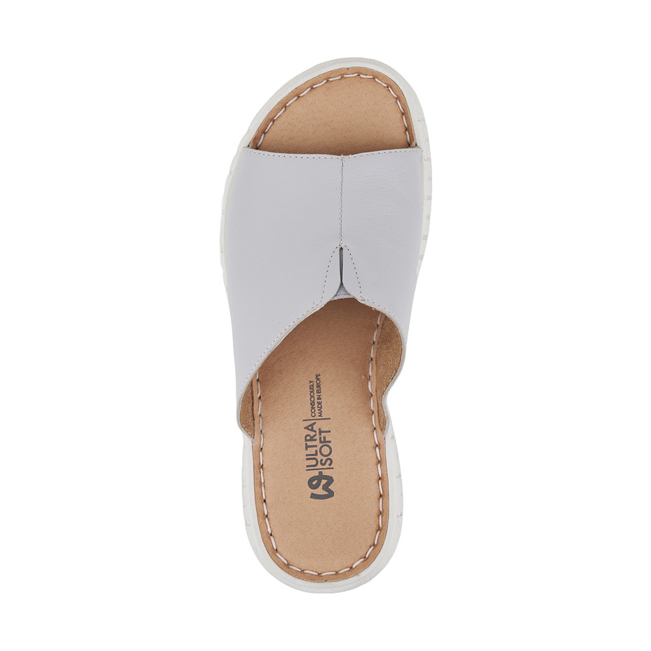 Women's leather slides Regina, light grey