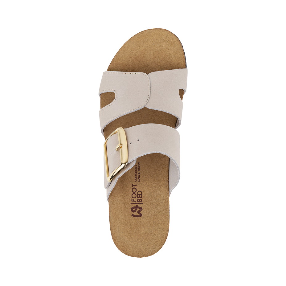 Dames kurken slippers met sleehak Ilona, lichtgrijs