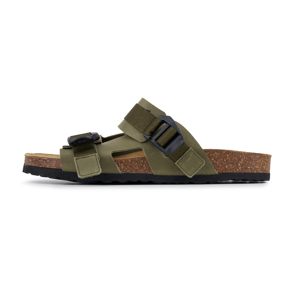 Mules homme en cuir avec semelle en liège Urban, vert