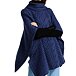 Wollen poncho Supersoft Merino met kraag, donkerblauw