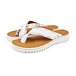 Leder-Flip-Flops für Damen mit Blumenmuster weiß