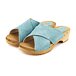 Women's summer leather clogs, blue