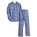 Men's Long-sleeved Checkered Flannel Pajamas Blue-White