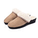 Dames slippers op wig met schapenwol beige