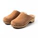 Damen Leder anatomische Clogs mit Nieten, braun