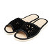 Women’s Summer Leather Open-Toe Slippers Black Bloom