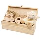 Set regalo di giocattoli in legno con cuscino a forma di pecora